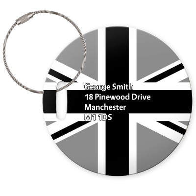 (10cm Circle) Black & White with Metal Loop (Personalised with Text)
