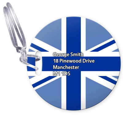 (10cm Circle) Blue with Clear Loop (Personalised with Text)