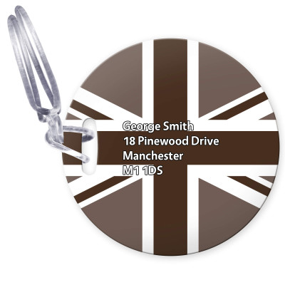 (10cm Circle) Brown with Clear Loop (Personalised with Text)