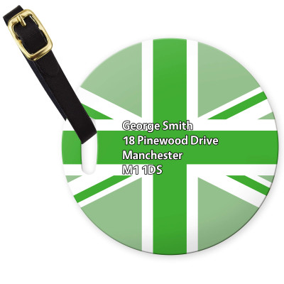 (10cm Circle) Green with Leather Strap (Personalised with Text)