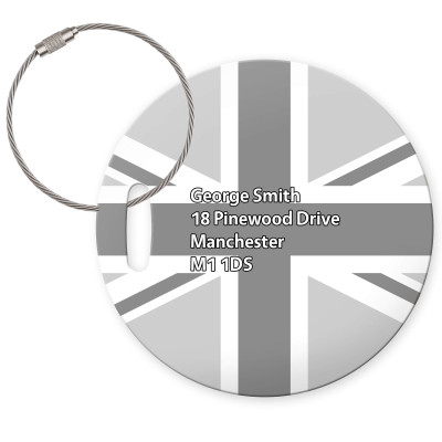 (10cm Circle) Grey with Metal Loop (Personalised with Text)