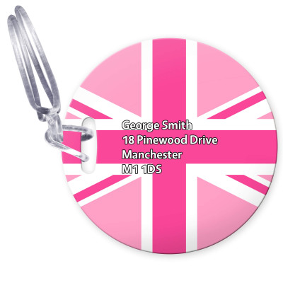 (10cm Circle) Pink with Clear Loop (Personalised with Text)