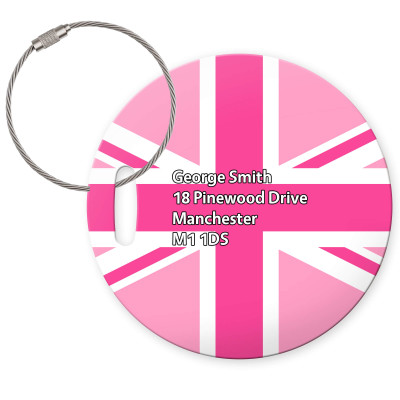 (10cm Circle) Pink with Metal Loop (Personalised with Text)