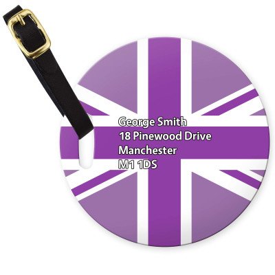 (10cm Circle) Purple with Leather Strap (Personalised with Text)