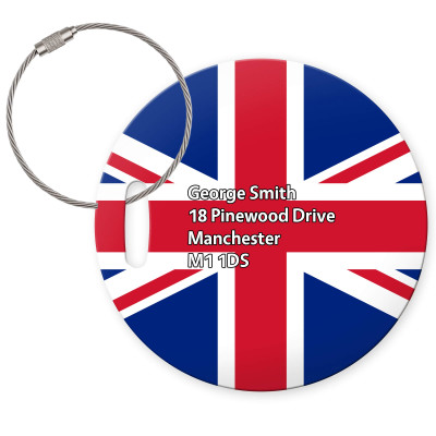 (10cm Circle) Red, White and Blue (Classic) with Metal Loop (Personalised with Text)