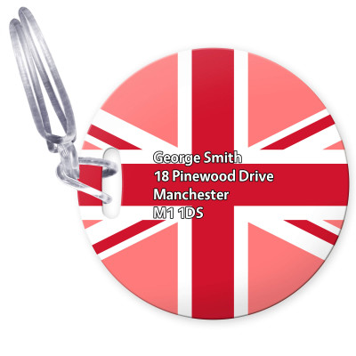 (10cm Circle) Red with Clear Loop (Personalised with Text)