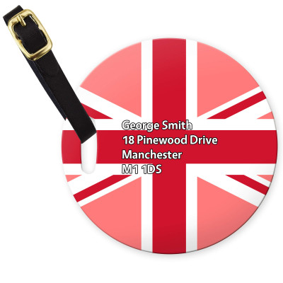 (10cm Circle) Red with Leather Strap (Personalised with Text)