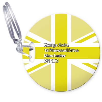 (10cm Circle) Yellow with Clear Loop (Personalised with Text)