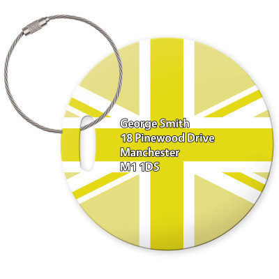 (10cm Circle) Yellow with Metal Loop (Personalised with Text)