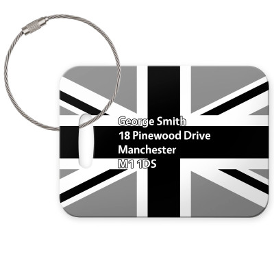 (10cm x 7cm) Black & White with Metal Loop (Personalised with Text)