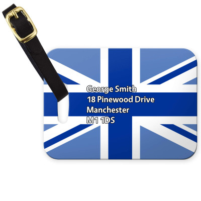 (10cm x 7cm) Blue with Leather Strap (Personalised with Text)