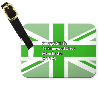 (10cm x 7cm) Green with Leather Strap (Personalised with Text)
