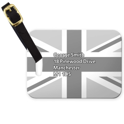 (10cm x 7cm) Grey with Leather Strap (Personalised with Text)