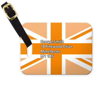 (10cm x 7cm) Orange with Leather Strap (Personalised with Text)