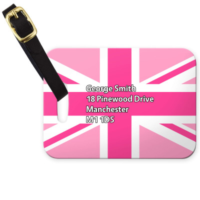 (10cm x 7cm) Pink with Leather Strap (Personalised with Text)