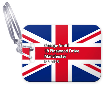 (10cm x 7cm) Red, White and Blue (Classic) with Clear Loop (Personalised with Text)