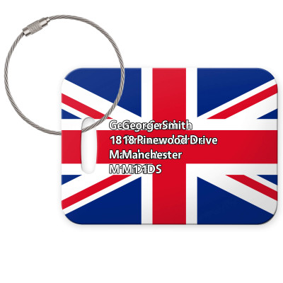 (10cm x 7cm) Red, White and Blue (Classic) with Metal Loop (Personalised with Text)