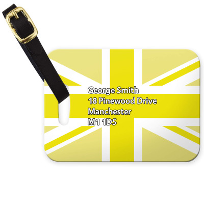 (10cm x 7cm) Yellow with Leather Strap (Personalised with Text)