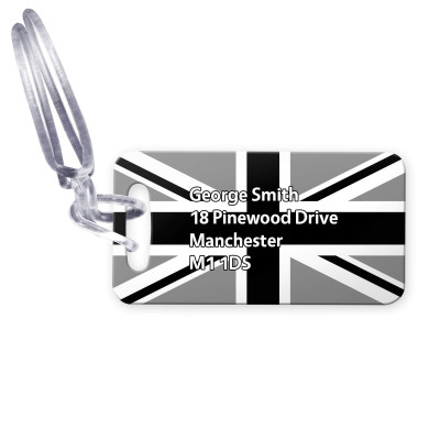 (9cm x 4.5cm) Black & White with Clear Loop (Personalised with Text)