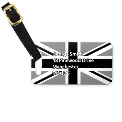 (9cm x 4.5cm) Black & White with Leather Strap (Personalised with Text)