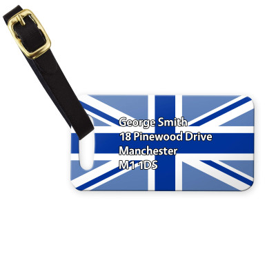 (9cm x 4.5cm) Blue with Leather Strap (Personalised with Text)