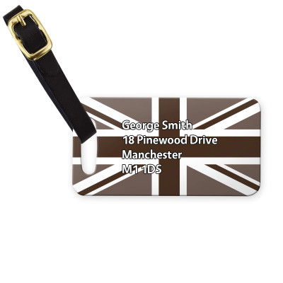 (9cm x 4.5cm) Brown with Leather Strap (Personalised with Text)