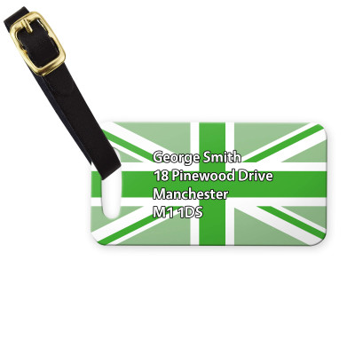 (9cm x 4.5cm) Green with Leather Strap (Personalised with Text)