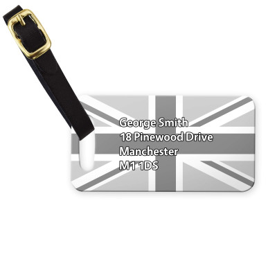 (9cm x 4.5cm) Grey with Leather Strap (Personalised with Text)
