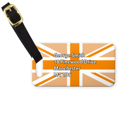 (9cm x 4.5cm) Orange with Leather Strap (Personalised with Text)