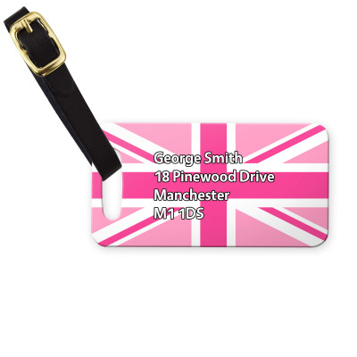 (9cm x 4.5cm) Pink with Leather Strap (Personalised with Text)
