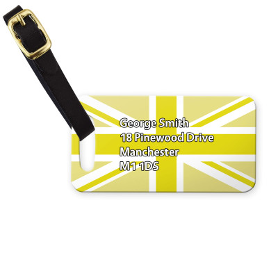 (9cm x 4.5cm) Yellow with Leather Strap (Personalised with Text)