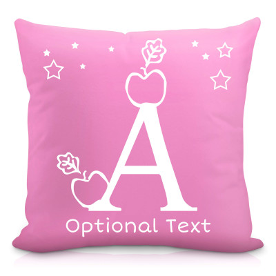 (40cm Square) with Alphabet Theme Baby Pink Soft Velvet Polyester Fabric (Personalised with Text)