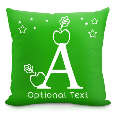 (40cm Square) with Alphabet Theme Bright Green Soft Velvet Polyester Fabric (Personalised with Text)