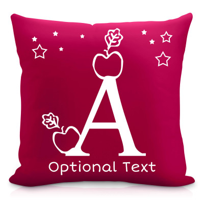 (40cm Square) with Alphabet Theme Burgundy Soft Velvet Polyester Fabric (Personalised with Text)