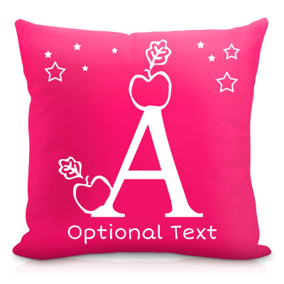 (40cm Square) with Alphabet Theme Hot Pink (Fuchsia) Soft Velvet Polyester Fabric (Personalised with Text)