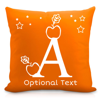 (40cm Square) with Alphabet Theme Burnt Orange Soft Velvet Polyester Fabric (Personalised with Text)