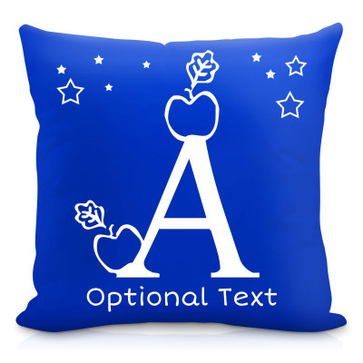 (40cm Square) with Alphabet Theme Royal Blue Soft Velvet Polyester Fabric (Personalised with Text)