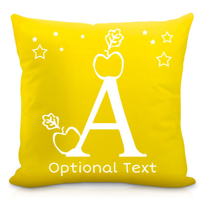 (40cm Square) with Alphabet Theme Yellow Soft Velvet Polyester Fabric (Personalised with Text)
