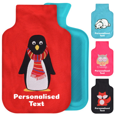 Hot Water Bottle Cover with Personalised Text & Free Rubber Bottle