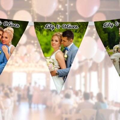 Personalised Photo Wedding Bunting Full Colour from HappySnapGifts®