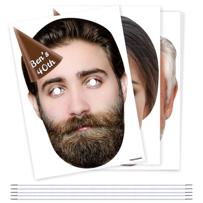 Pack of 5 (A4) with Hat Theme (Brown) DIY Masks + Elastics (Personalised with Text)
