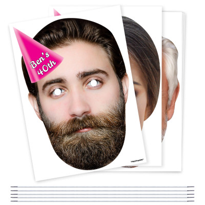 Pack of 5 (A4) with Hat Theme (Pink) DIY Masks + Elastics (Personalised with Text)