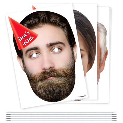 Pack of 5 (A4) with Hat Theme (Red) DIY Masks + Elastics (Personalised with Text)