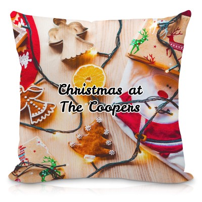 (40cm Square) - Christmas Decorations Design Soft Velvet Polyester Fabric with Removable Cover (Zip)