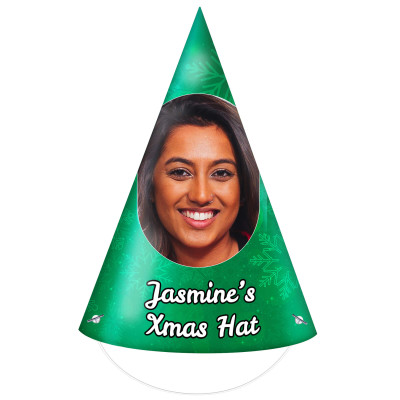 Pack of 10 - Snowflakes on Green Design DIY + Elastics (10 Different Faces) (Personalised with Text)