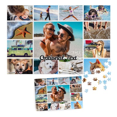 300 Pieces (Edge to Edge Photo Print) (Personalised with Text) & Matching Drawstring Gift Bag