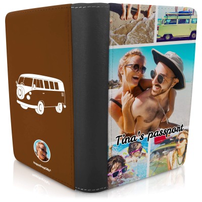 (UK Standard 21cm) (Camper Van Icon) Brown (Personalised with Text)