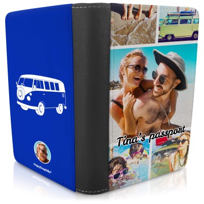 (UK Standard 21cm) (Camper Van Icon) Royal Blue (Personalised with Text)