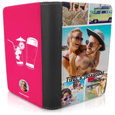 (UK Standard 21cm) (Drinks Icon) Hot Pink (Fuchsia) (Personalised with Text)