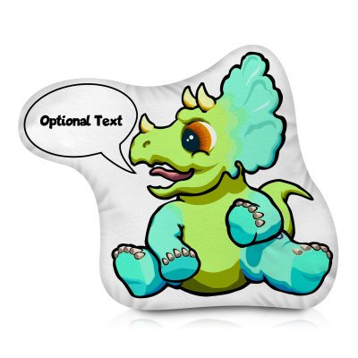 (Approx. 25cm) with Triceratops Design Soft Velvet Polyester Fabric (Personalised with Text)